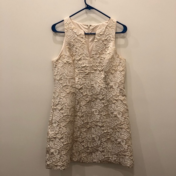 Aidan Mattox Cream and Gold Dress - Picture 1 of 8